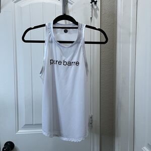 Pure Barre White Black Spellout Logo Sleeveless Mesh Tank Top Womens Size S